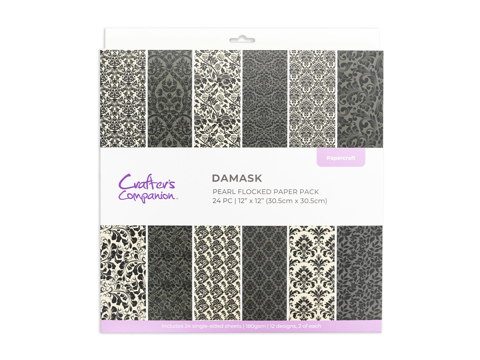 Flocked Damask Paper Pad - 12" x 12"