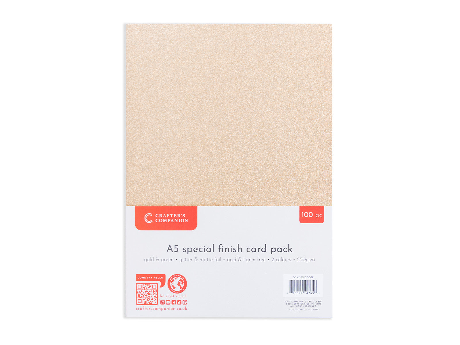 Crafter's Companion A5 Special Finish Card 100pk - Gold & Green