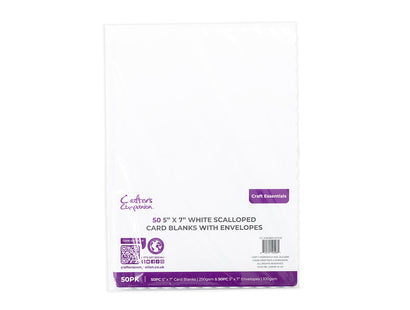 Crafter's Companion - 5x7" White Scalloped Cards & Envelopes 50pk