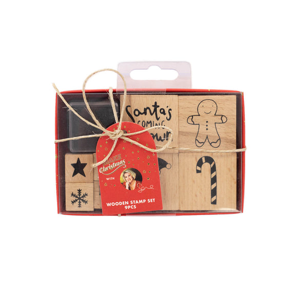 Make Christmas with Sara Wooden Stamp & Ink Set (9 Piece)