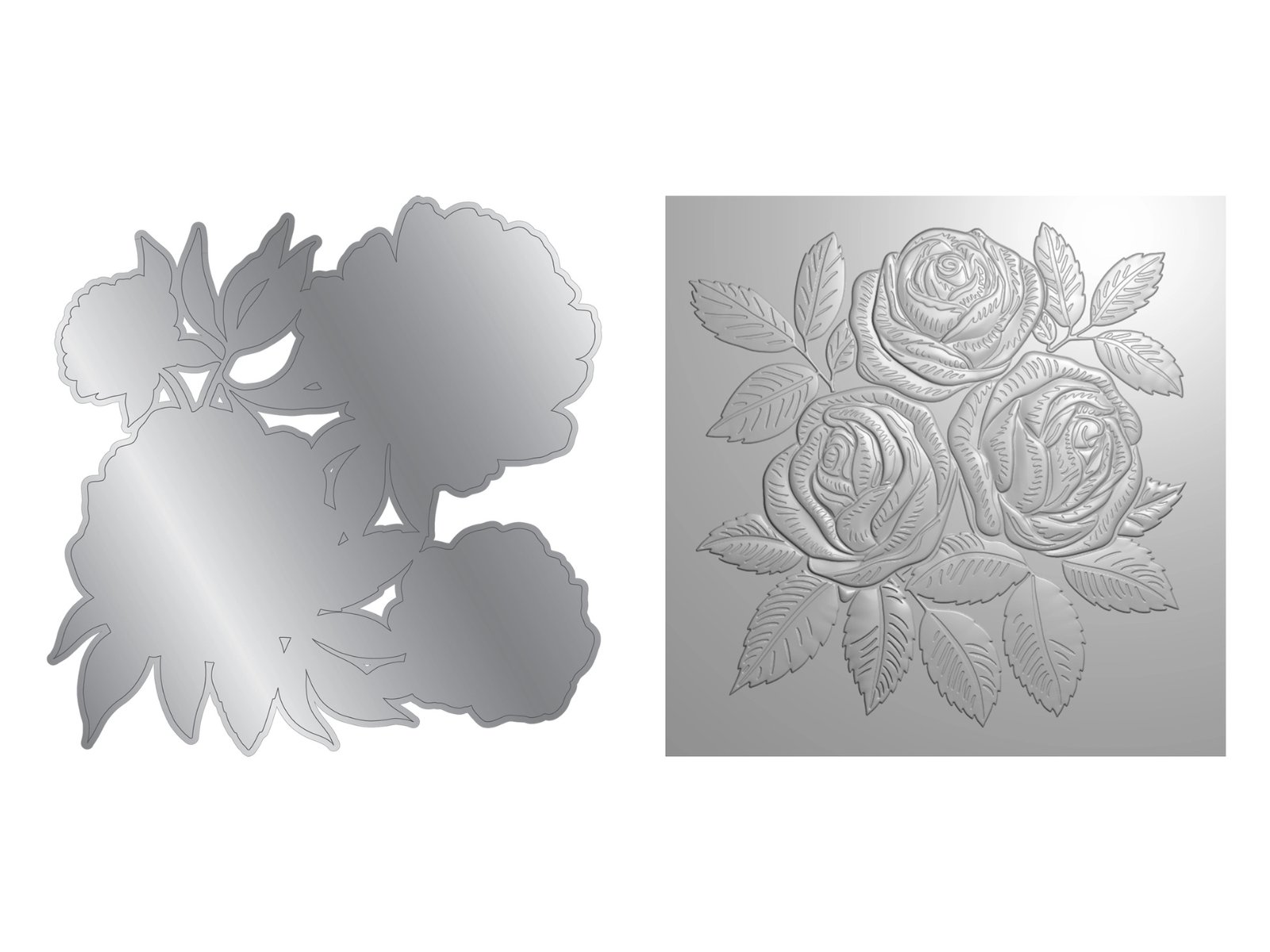 Nature's Garden - Midnight Floral 5.5"x5.5" 3D Embossing Folder & Metal Die - Rose Blooms