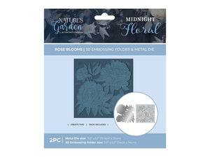 Nature's Garden - Midnight Floral 5.5"x5.5" 3D Embossing Folder & Metal Die - Rose Blooms