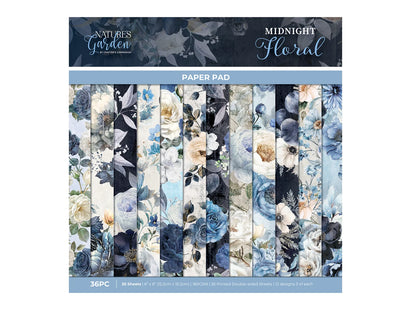 Nature's Garden - Midnight Floral - 6”x6” Paper Pad