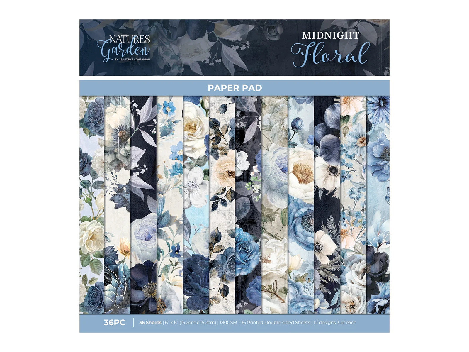 Nature's Garden - Midnight Floral - 6”x6” Paper Pad