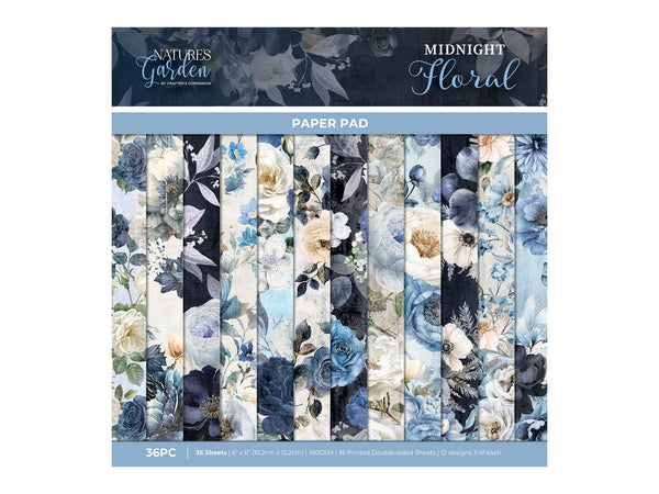 Nature's Garden - Midnight Floral - 6”x6” Paper Pad