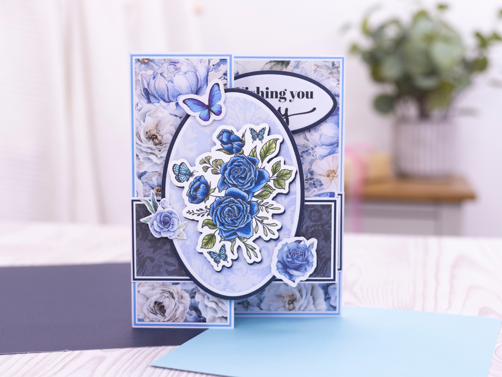 Nature's Garden - Midnight Floral Stamp & Die - Butterfly & Rose Blooms