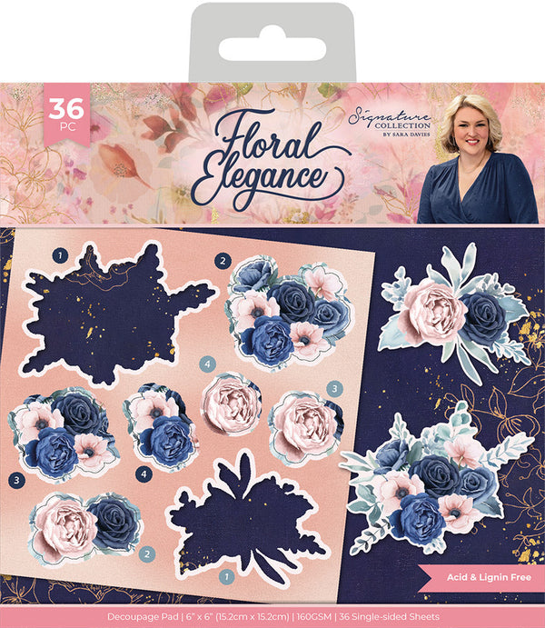Sara Signature Floral Elegance 6” x 6” Decoupage Pad