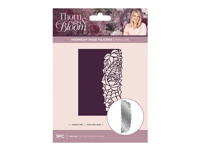 Sara Signature Thorn & Bloom Metal Die Edge'able - Midnight Rose Filigree