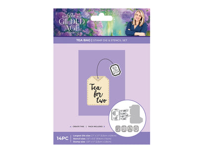 Sara Signature The Gilded Age Stamp, Die & Stencil Set - Tea Bag