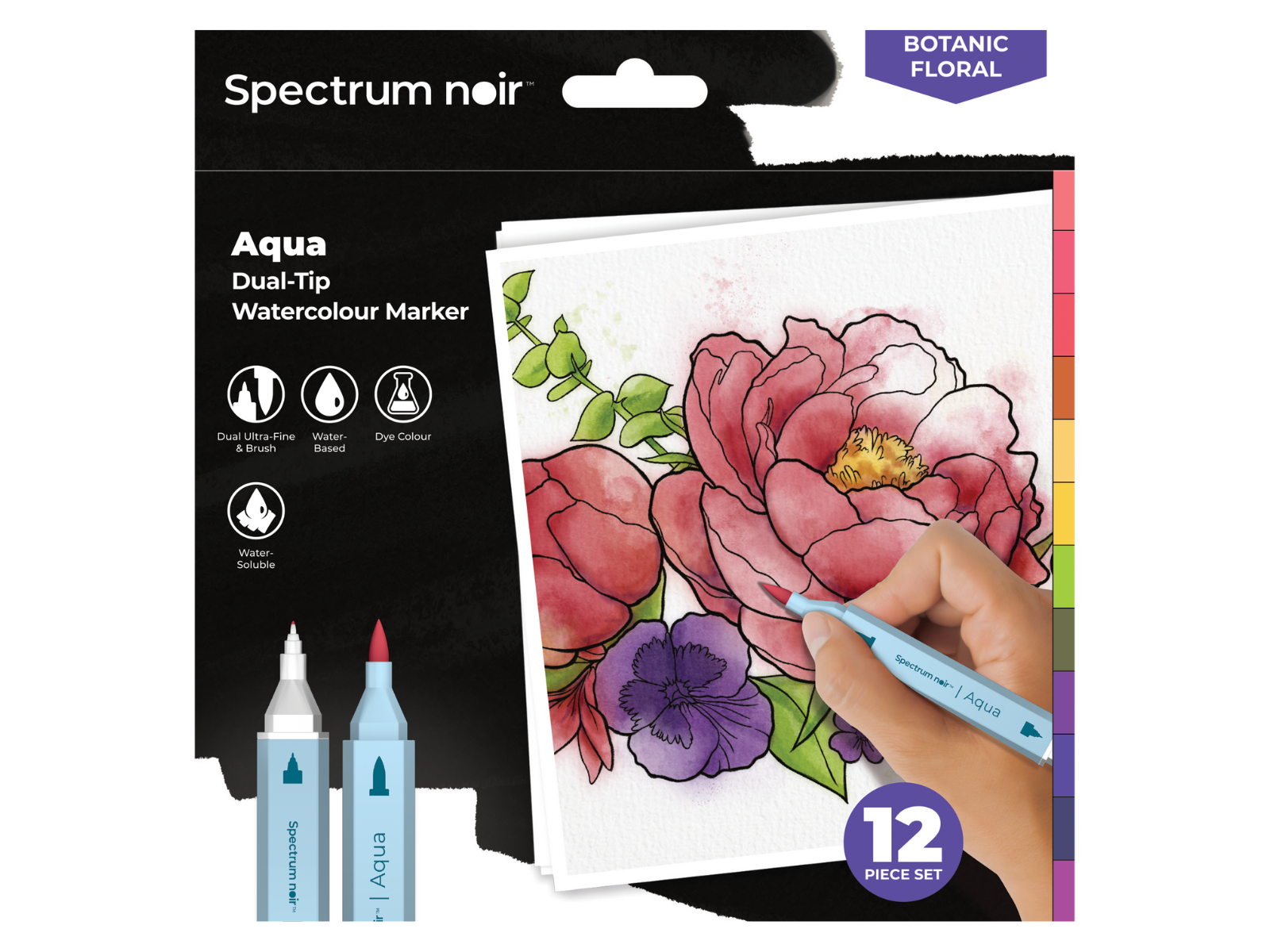 Spectrum Noir-Aqua 12pc-Botanic Floral