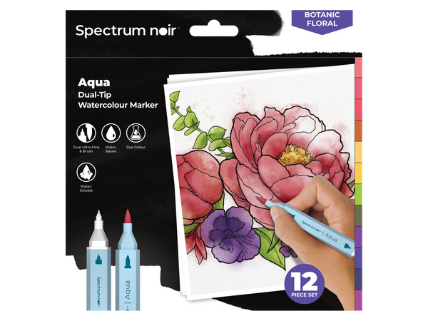 Spectrum Noir-Aqua 12pc-Botanic Floral
