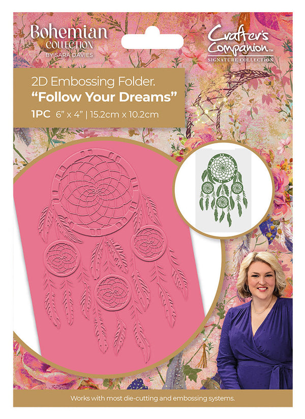 Sara Signature Bohemian 2D Embossing Folder - Follow Your Dreams