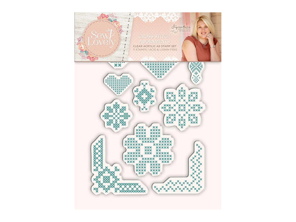 Sara Signature Sew Lovely Clear Acrylic Stamp - Cross Stitch Adornments
