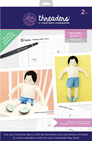 Threaders Templates Threaders - Sewing Templates - Rag Doll Outfit 2 | Crafters Companion EU