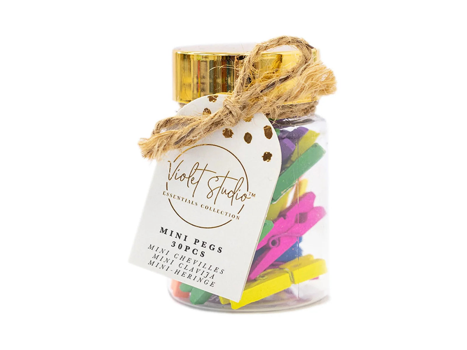 Violet Studios Mini Pegs Jar - Brights - 30pcs