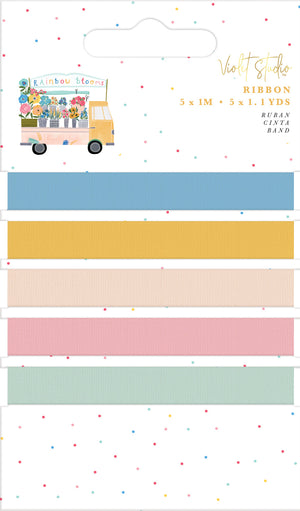Violet Studios Ribbon Pack - 5pk - Rainbow Blooms