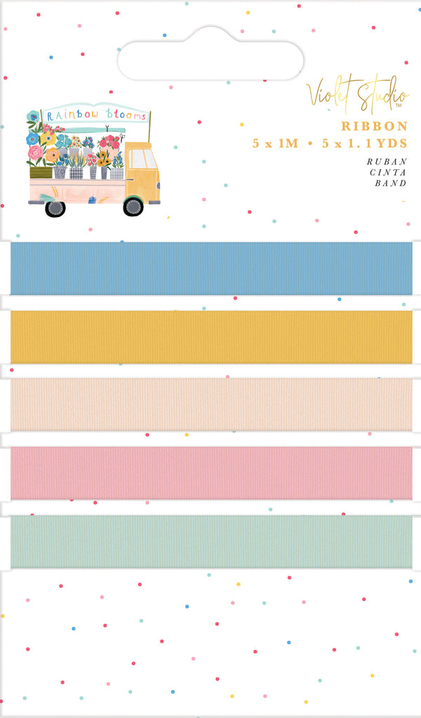 Violet Studios Ribbon Pack - 5pk - Rainbow Blooms