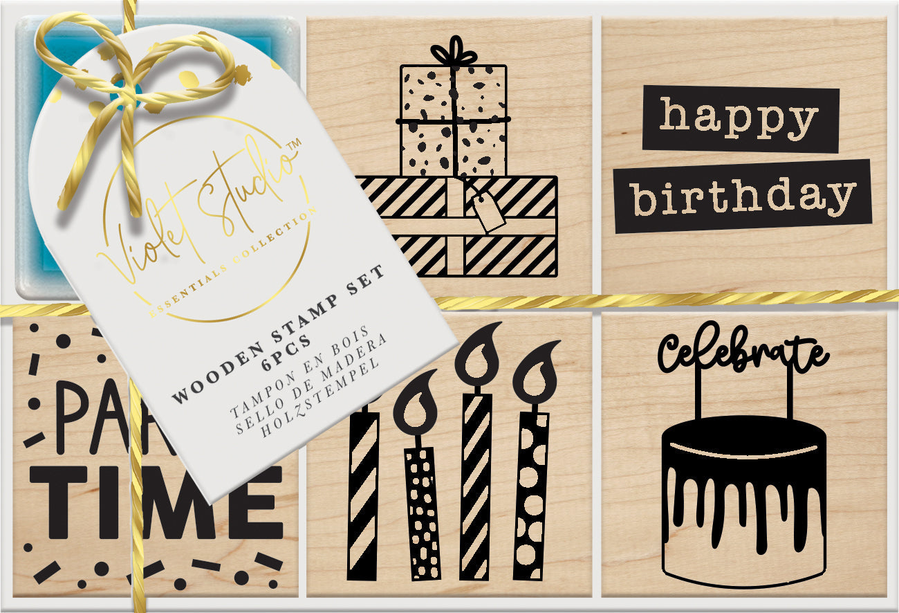 Violet Studios Wooden Stamp Set - Party - 6pcs