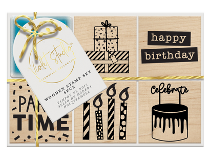 Violet Studios Wooden Stamp Set - Party - 6pcs