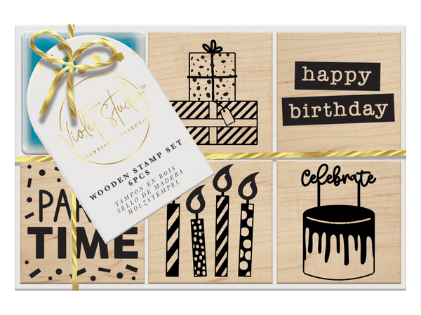 Violet Studios Wooden Stamp Set - Party - 6pcs