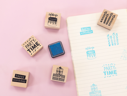 Violet Studios Wooden Stamp Set - Party - 6pcs