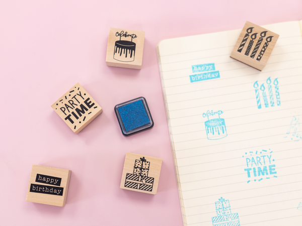 Violet Studios Wooden Stamp Set - Party - 6pcs