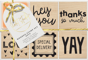 Violet Studios Wooden Stamp Set - Sentiments - 6pcs
