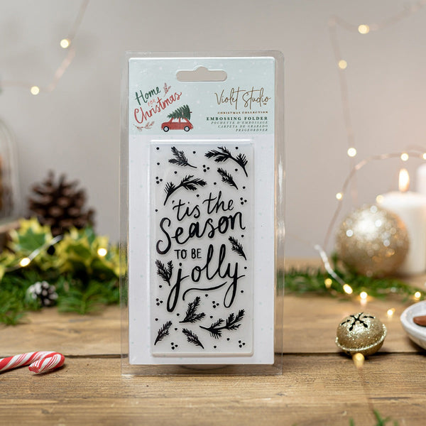 Violet Studios Home for Christmas Mini Embossing Folder - Sentiment