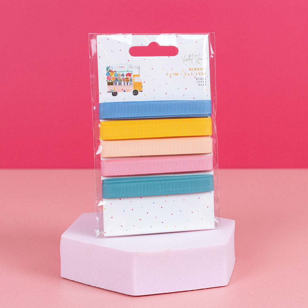 Violet Studios Ribbon Pack - 5pk - Rainbow Blooms