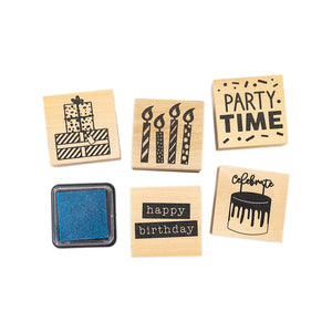 Violet Studios Wooden Stamp Set - Party - 6pcs