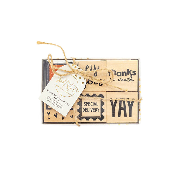 Violet Studios Wooden Stamp Set - Sentiments - 6pcs