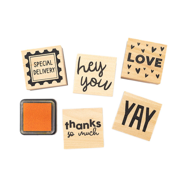 Violet Studios Wooden Stamp Set - Sentiments - 6pcs