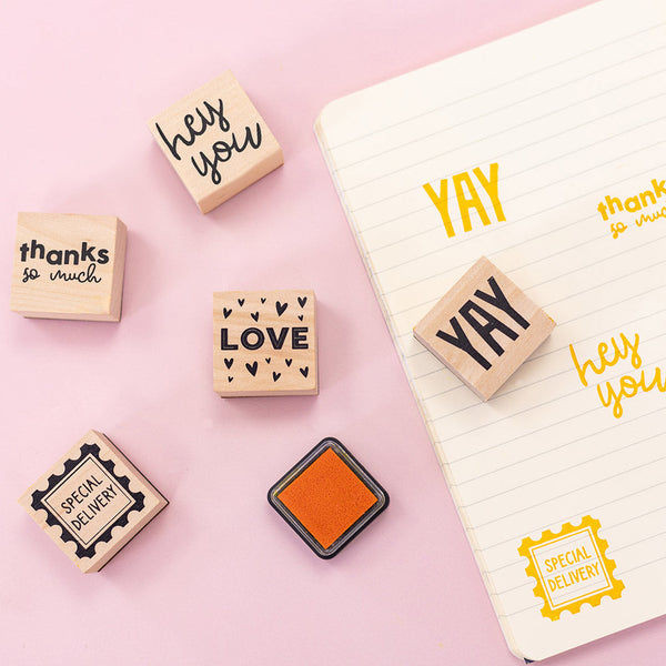 Violet Studios Wooden Stamp Set - Sentiments - 6pcs