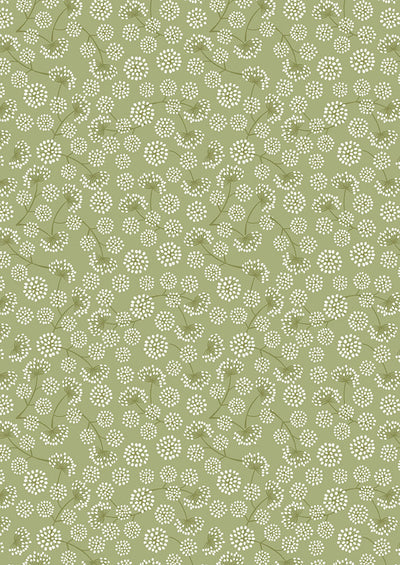 Lewis & Irene Fabric - Winter Green Seed Heads with Pearl