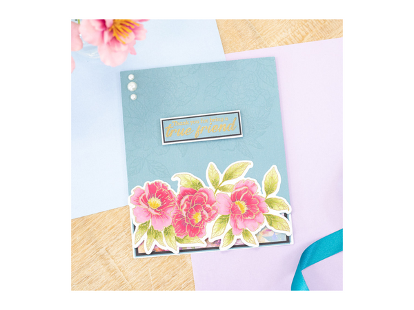Sara Signature Say It With Flowers Stamp and Die - Pretty Peonies