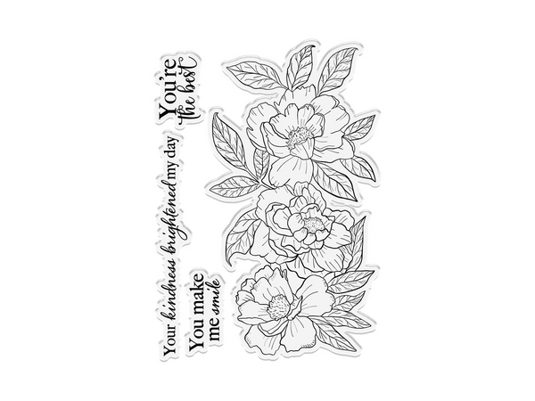 Sara Signature Say It With Flowers Stamp and Die - Pretty Peonies