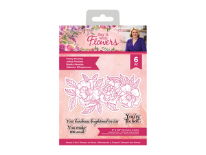 Sara Signature Say It With Flowers Stamp and Die - Pretty Peonies