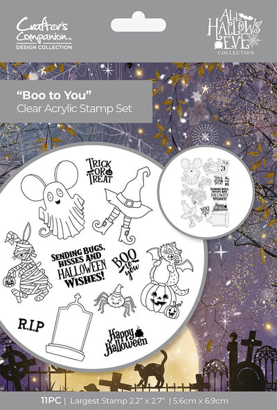 Designer Collection All Hallows Eve Clear Acrylic Stamps - Boo to you