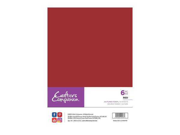 Crafter's Companion A4 Funky Foam - Red - 6 Pack
