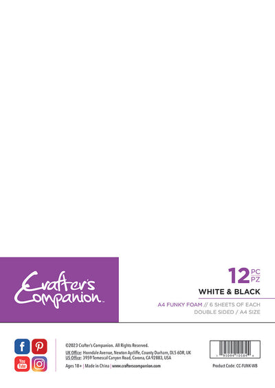 Crafter's Companion A4 Funky Foam - White & Black - 12 Pack