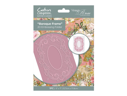 Nature's Garden Vintage Rose Embossing Folder - Baroque Frame