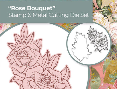 Nature's Garden Vintage Rose Stamp & Die - Rose Bouquet