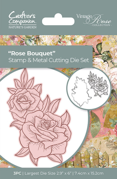 Natures Garden Vintage Rose Stamp & Die - Rose Bouquet