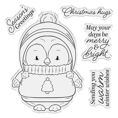 Crafters Companion Cute Penguin Stamps - Christmas Hugs