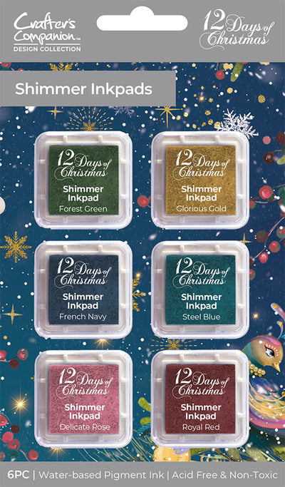 Twelve Days of Christmas Shimmer Pearl Ink Pads - 6 Pack
